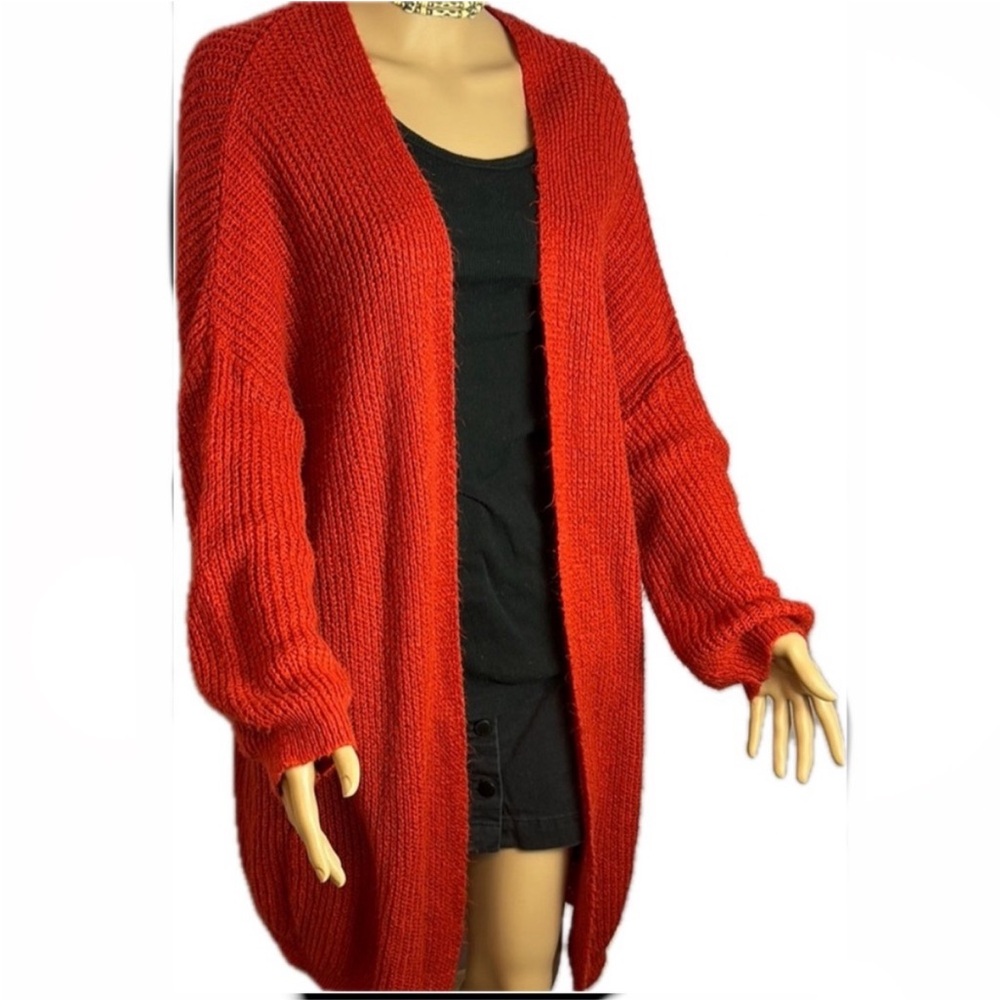 ASOS Super Oversized Pumpkin Rust Chunky Knit Cardigan Sweater
